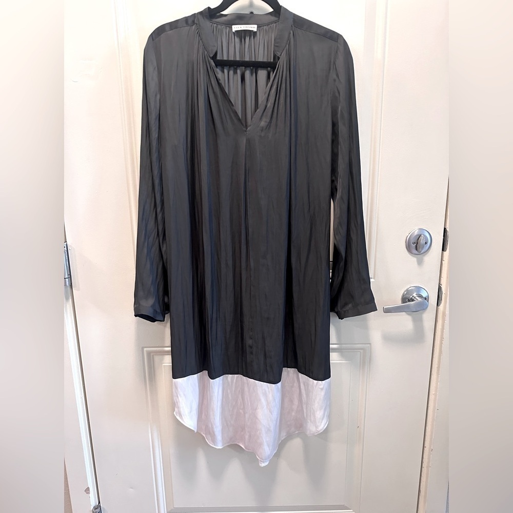 Ulla Johnson dark Olive & white silk midi dress, size 10